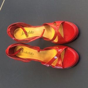 Frederick's of Hollywood RED Heels Pumps, shoes - 6.5